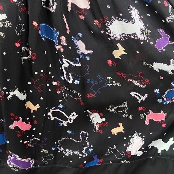 Y2K Erin Fetherston Black Rabbit Bunny Print Novelty Slip Dress SZ S - Picture 4 of 9
